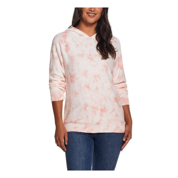 WEATHERPROOF VINTAGE Womens Coral Tie Dye Long Sleeve Hoodie Sweater XL