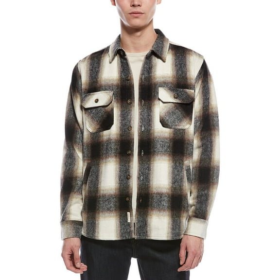 WEATHERPROOF VINTAGE mens Brushed Plaid Shirt Jacket, s, Tan