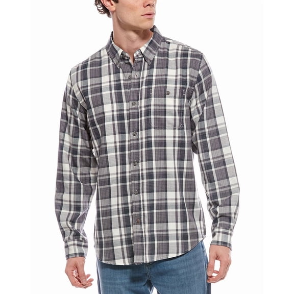 WEATHERPROOF VINTAGE mens  Burnout Plaid Flannel Shirt, s, Gray