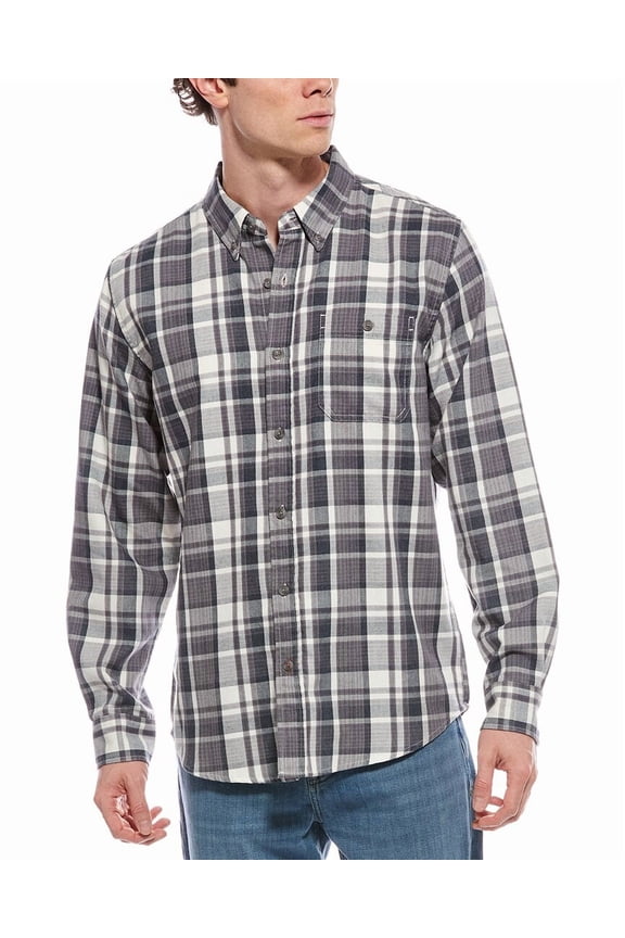 mens Burnout Plaid Flannel Shirt, s, Gray