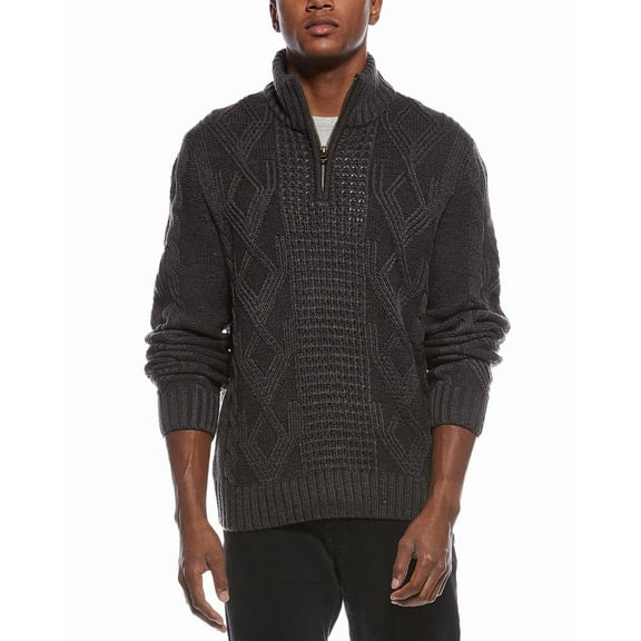 WEATHERPROOF VINTAGE mens  Cable 1/4-Zip Mock Neck Sweater, XXL, Grey