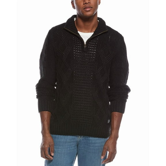 WEATHERPROOF VINTAGE mens  Cable 1/4-Zip Mock Neck Sweater, m, Black