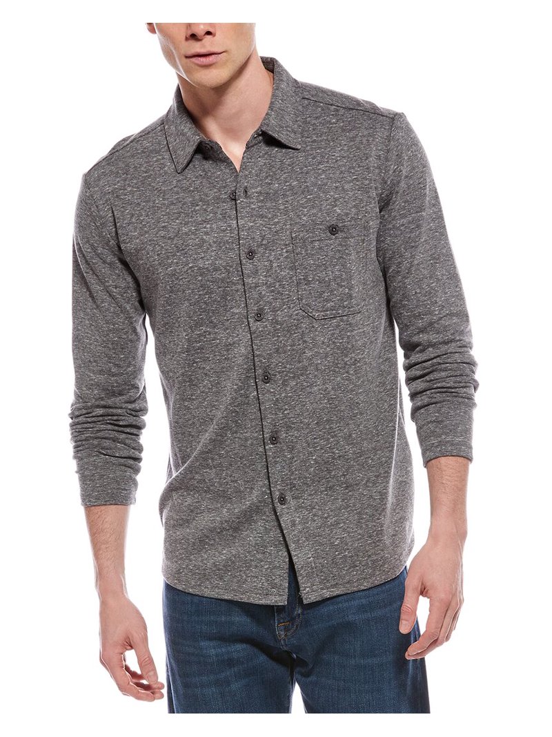 WEATHERPROOF VINTAGE mens Coatfront Knit Shirt, s, Gray  display picture 2