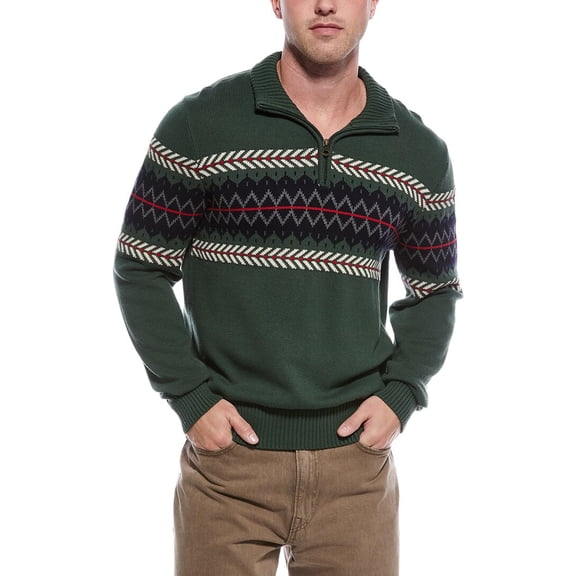 WEATHERPROOF VINTAGE mens  Pinpoint Fairisle 1/4-Zip Mock Neck Sweater, m