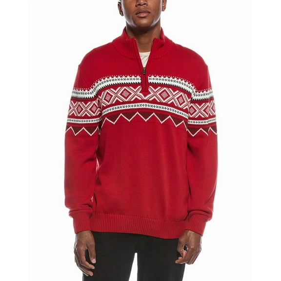 WEATHERPROOF VINTAGE mens  Pinpoint Fairisle 1/4-Zip Sweater, s, Red