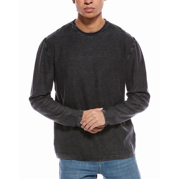 WEATHERPROOF VINTAGE mens Roll Neck Twill Stonewash Crewneck T-Shirt, XL, Black