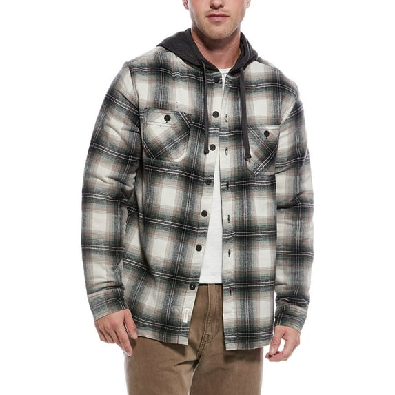 WEATHERPROOF VINTAGE mens Sherpa Lined Hooded Shirt Jacket, m, Black