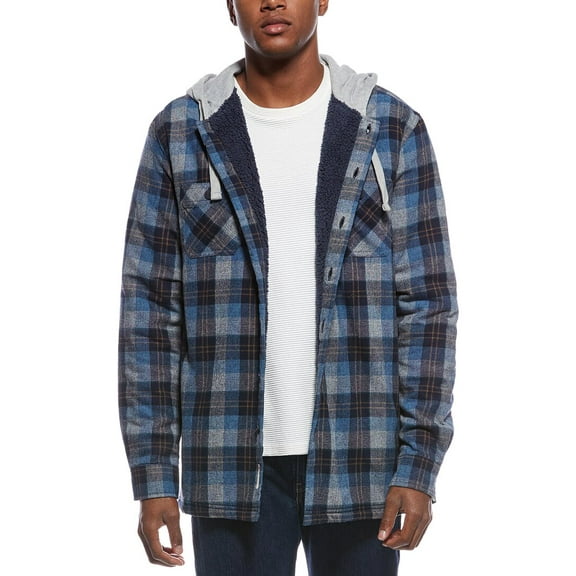 WEATHERPROOF VINTAGE mens  Sherpa Lined Hooded Shirt Jacket, s, Blue