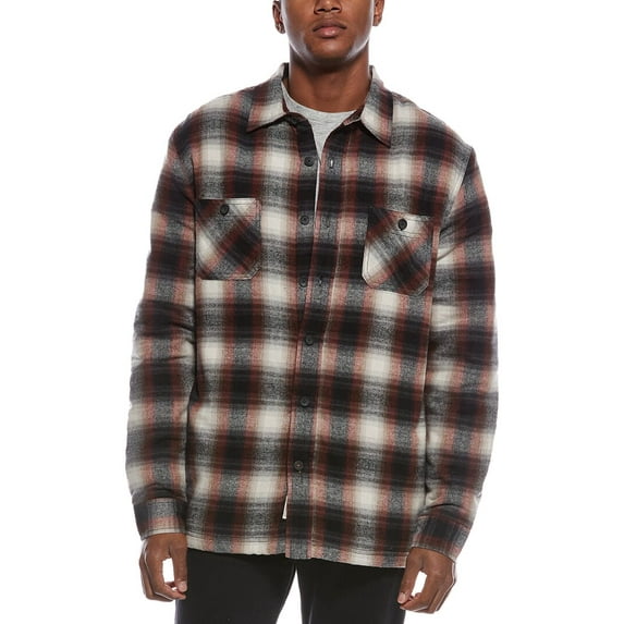 WEATHERPROOF VINTAGE mens Sherpa Lined Shirt Jacket, XL, Red