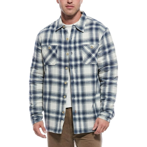 WEATHERPROOF VINTAGE mens Sherpa Lined Shirt Jacket, s, Blue