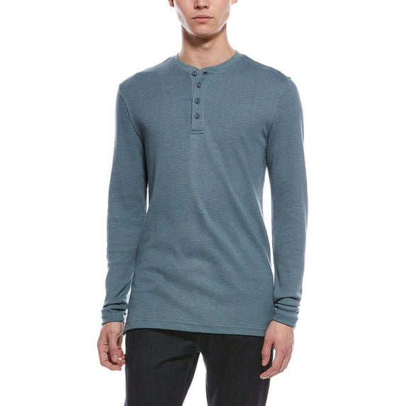 WEATHERPROOF VINTAGE mens Waffle Henley Shirt, XL, Blue