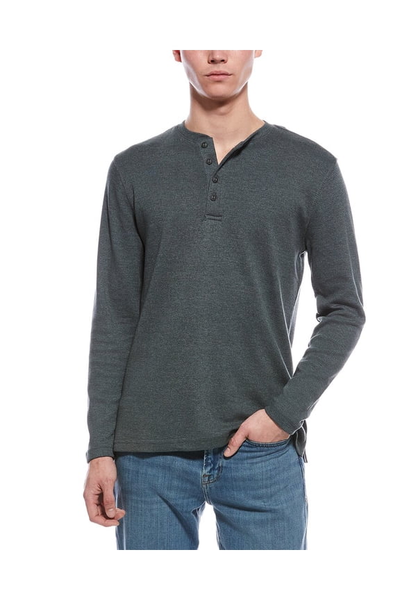 mens  Waffle Henley Shirt, XL, Green