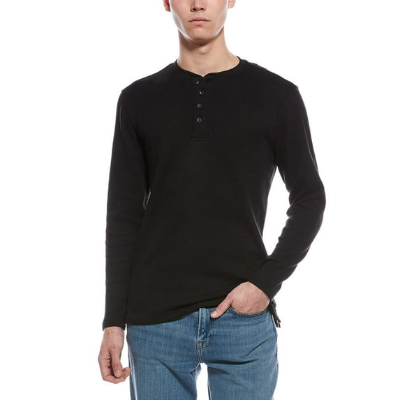 WEATHERPROOF VINTAGE mens Waffle Henley Shirt, m, Black