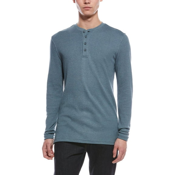 WEATHERPROOF VINTAGE mens Waffle Henley Shirt, m, Blue