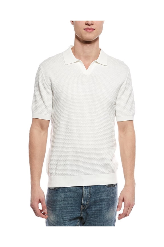 mens  Weave Johnny Collar Sweater, XL, White