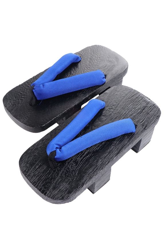 1 Pair Japanese Wooden Clogs Sandals Blue Casual Convenient Slip-on for Adults Leisure Entertainment
