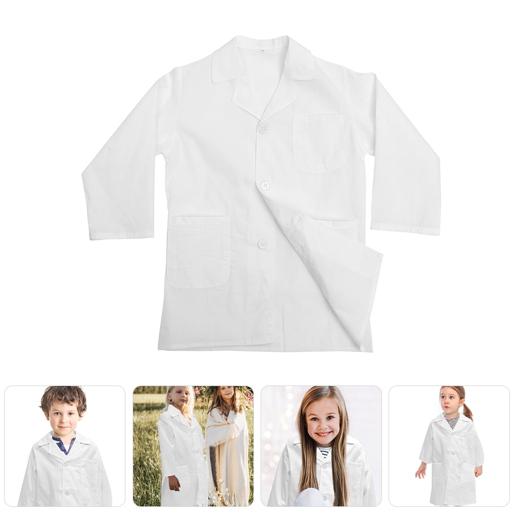WEAVILUX 1 Set Kids Unisex Doctor Lab Coat for Stage Performances in White 11.8X18.1in