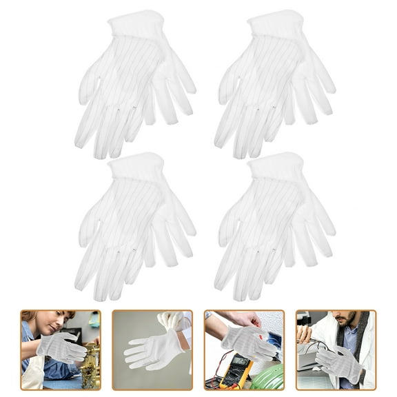 WEAVILUX White Anti-Static Dust-Free Gloves for Jewelry, Watches, Electronics, and Decor - 10 Pairs