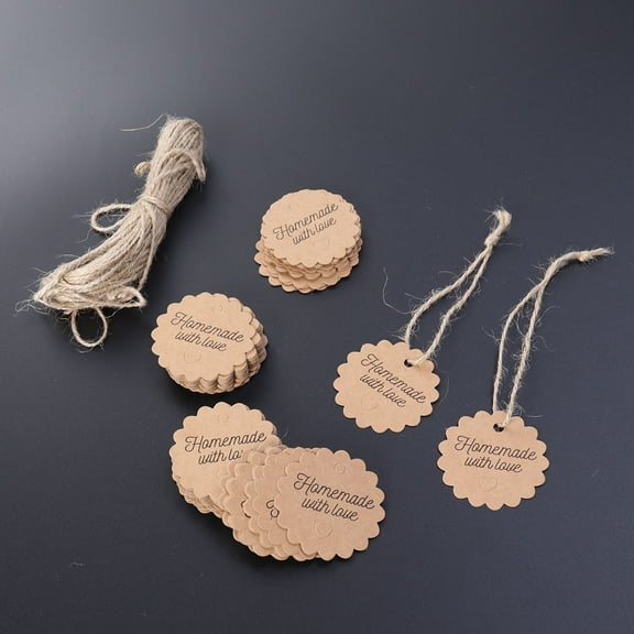 WEAVILUX 100Pcs Beige Kraft Paper Tags for Packaging, Wedding Favor Labels, Tags, and Scrapbooking Supplies