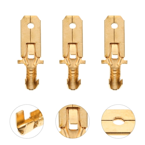 WEAVILUX 100pcs Splice Wire Spade Connectors Copper for Easy Installation and Durable in Harsh Conditions Golden