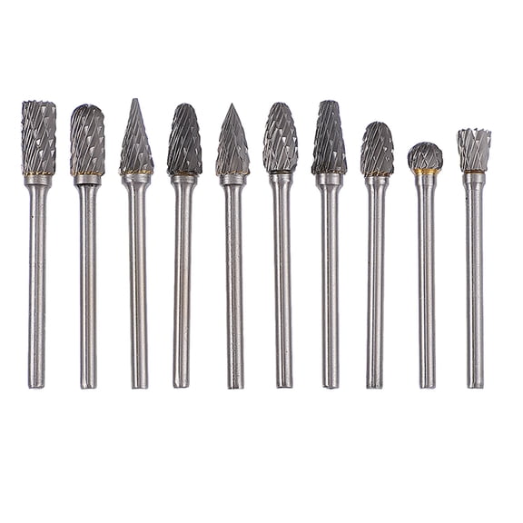 WEAVILUX 10Pcs Rotary Burr Bits Alloy Material for Mold Making and Metal Deburring