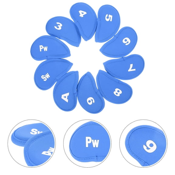 WEAVILUX 10Pcs Lightweight Blue Fabric Golf Club Covers for Scratch Protection and Easy Insertion
