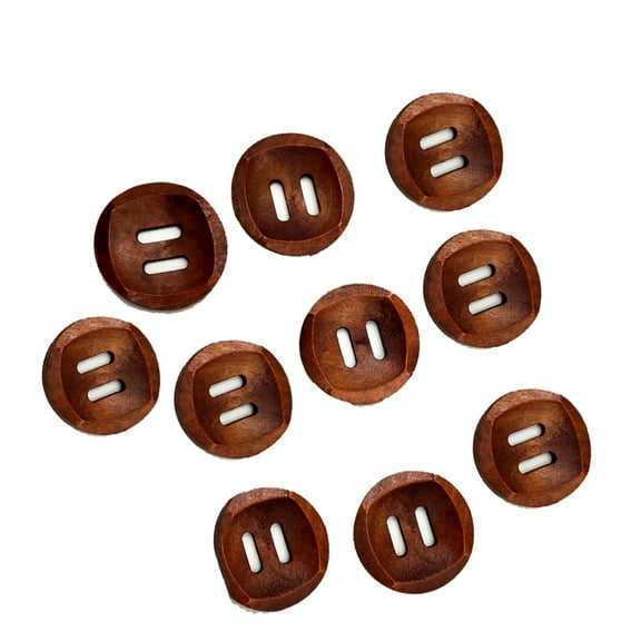 WEAVILUX 10Pcs Brown Wood Buttons Two Holes Durable Coat Sewing Decorative Accessories