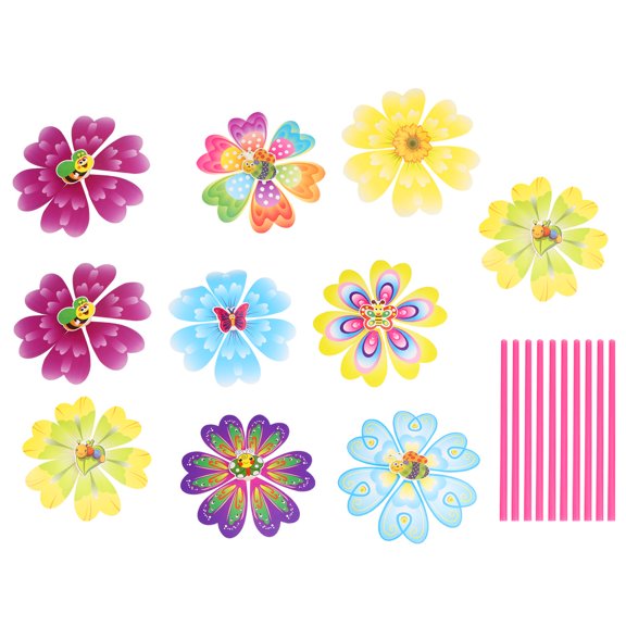 WEAVILUX 10Pcs Wind Plastic Assorted Color Outdoor Decoration for Garden