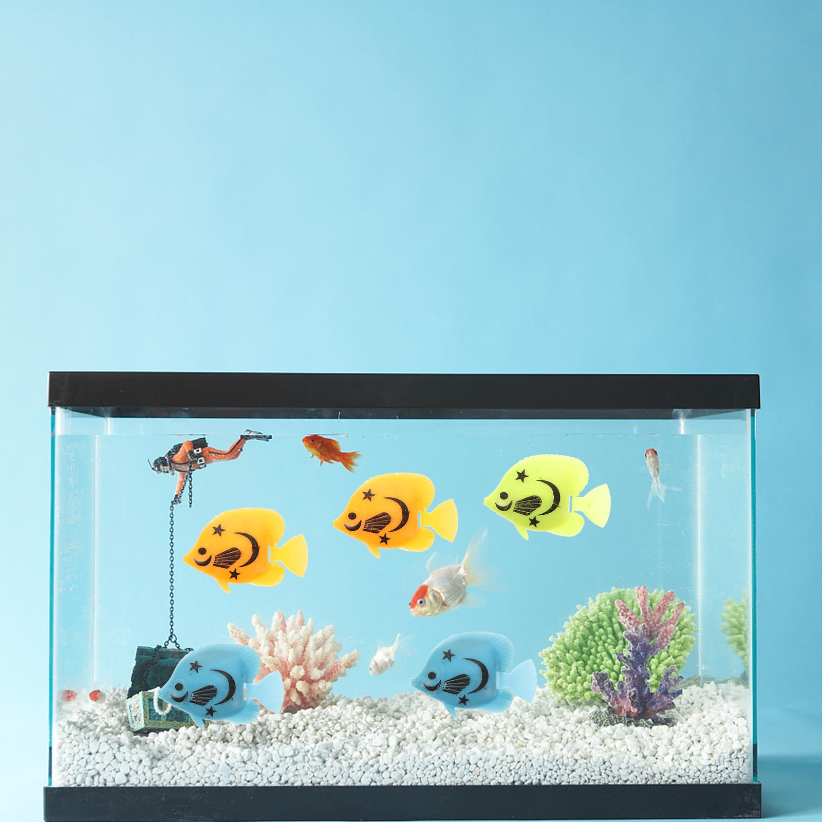 WEAVILUX 10pcs Aquarium Fake Floating Fish Assorted Color Fake Fish ...