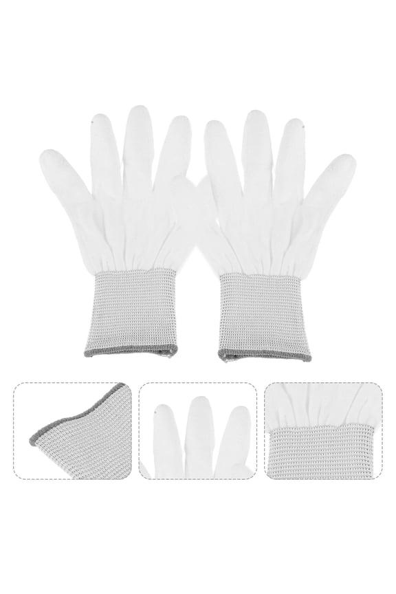 12 Pairs Grey Quilting Gloves with PU Coated Palms for Enhanced Fabric Grip and Sewing