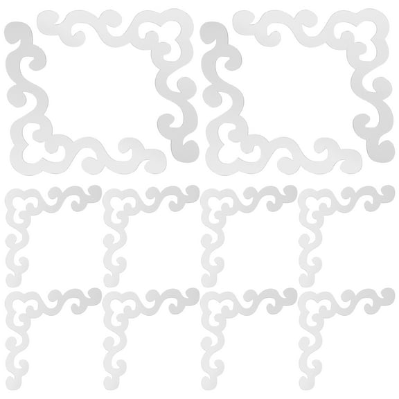 WEAVILUX 12Pcs Acrylic Mirror Wall Corner Decals Silver Self Adhesive Decorative Stickers for Home