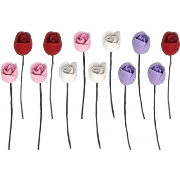 WEAVILUX 12Pcs Flower Figurines Clay Decorative Miniature Design Collectors Architectural Models