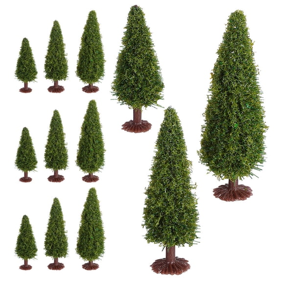 WEAVILUX Durable Green Plastic Model Trees for School Projects and DIY Scenery 12Pcs