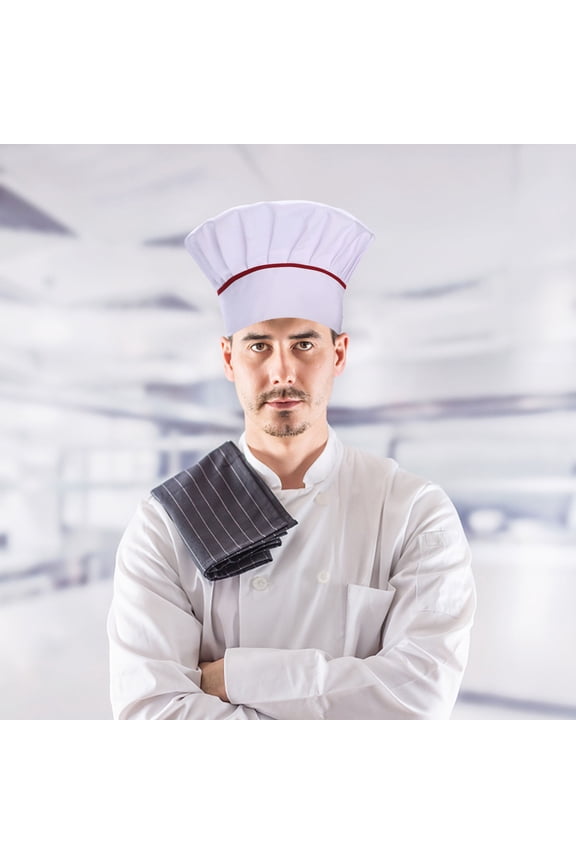 Comfortable Waiter Hat with Elastic Band for Kitchen and Restaurant Work Uniforms - 1 Piece