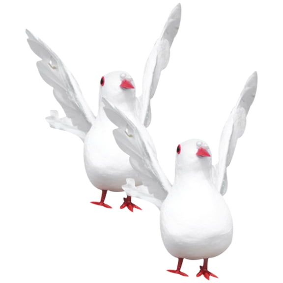 WEAVILUX 1Pair White Simulation Dove Statue Lightweight Outdoor Garden Decor