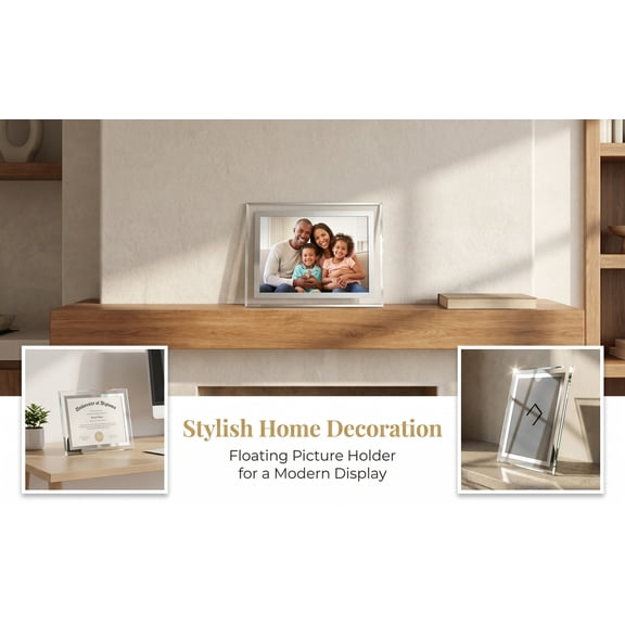 WEAVILUX 1Pc Transparent Glass Photo Frame Certificate Holder for Office and Home Display