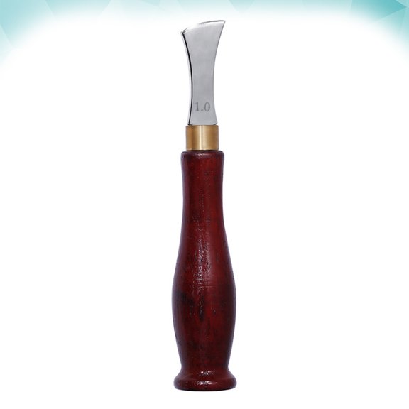 WEAVILUX 1Pc Fan Shape Creasing Press Line Tool Stainless Steel Head Brown Handle