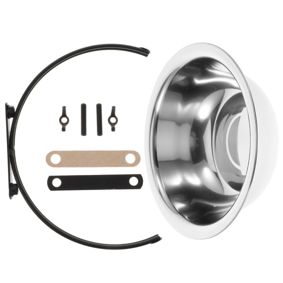 WEAVILUX 1Pc Hanging Stainless Steel Kennel Cup for Pets Silver Resistant to Rust and Cracks