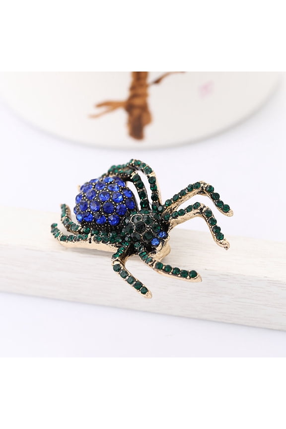 Rhinestone Spider Brooch Alloy Retro Style Fashion Accessory Pin for Women and Men 1 Pc