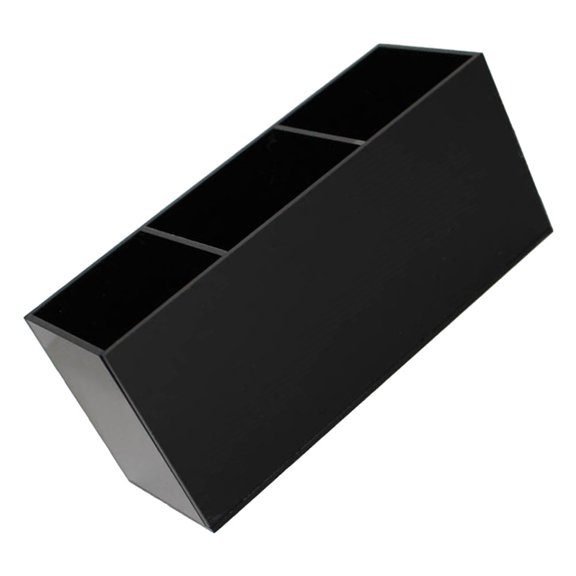 WEAVILUX Black Acrylic Desktop Pen Holder and Makeup Tools Organizer Container for Home and Office