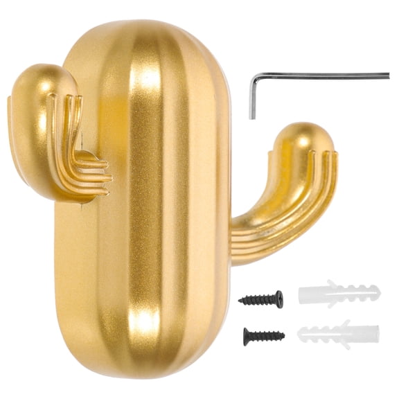 WEAVILUX 1Pcs Cactus Shaped Hook Rustic Style Modern Design Golden Alloy for Home Decoration Key Hanger Wall Mounted