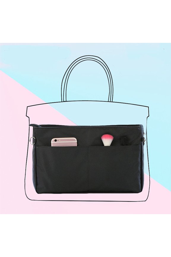 1Pcs Multi Functional Makeup Bag Nylon Black Organizer for Women Travel