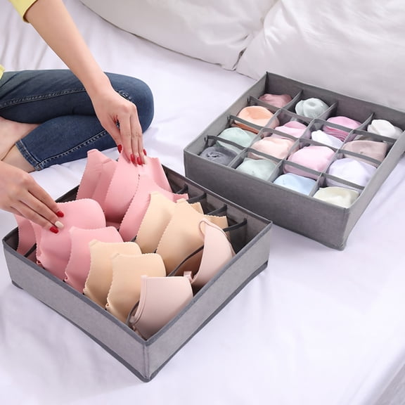 WEAVILUX Light Grey Sock Organizer with Multiple Compartments, Fabric Storage Solution for Dorm Rooms and Compact Spaces