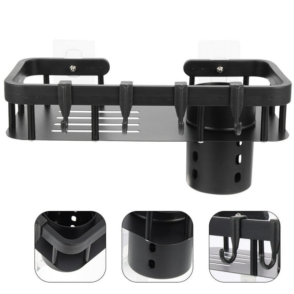 WEAVILUX Black Alloy Wall-Mounted Bathroom Storage Rack Organizer for Towels, Toiletries, and Shower Essentials