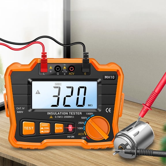 WEAVILUX Electronic Megohm Meter Insulation Tester ABS Rubber Orange for Home