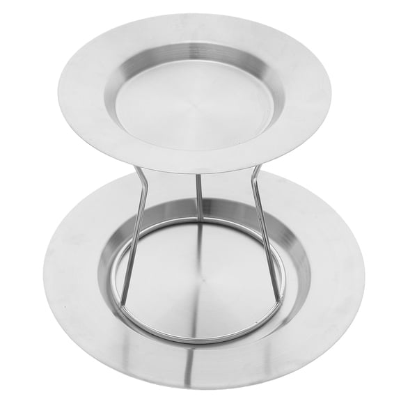 WEAVILUX 1Set Elegant Double Layer Stainless Steel Serving Tray for Seafood Sushi and Dessert Presentation