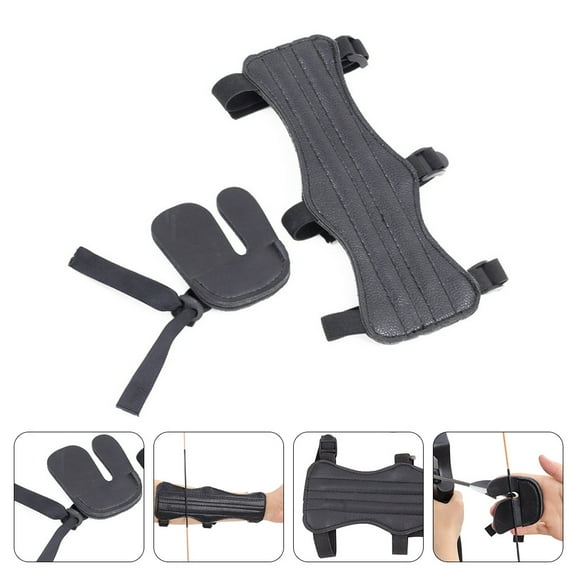 WEAVILUX Black PU Arm and Finger Guard Set for Shooting Safety and