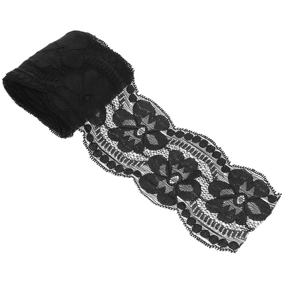 WEAVILUX Black Elastic Lace Trim for Sewing, Crafting, Decoration, Stretch Fabric Ribbon for Projects