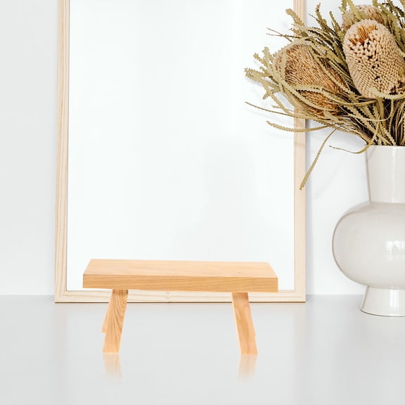 WEAVILUX Khaki Cliff Cedar Wood Craft Decor Stool Shaped Unique Design