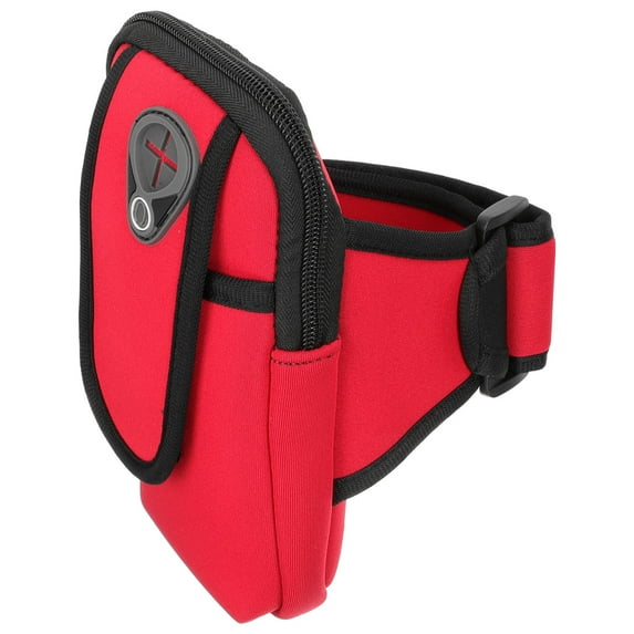 WEAVILUX Red Neoprene Adjustable Phone Armband for Running, Gym, Outdoor Sports, Fitness Workouts, Comfortable and
